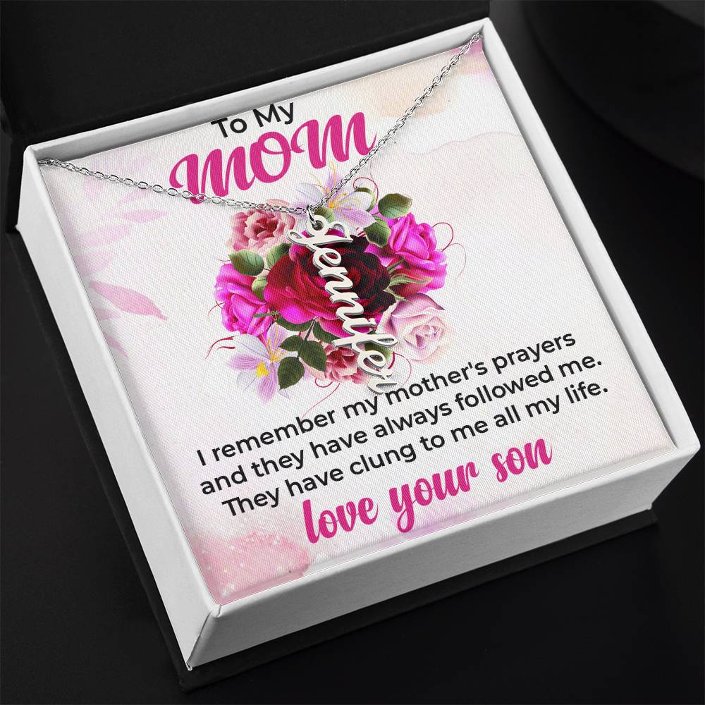 To My Mom | Vertical Name Necklace Gift from Son