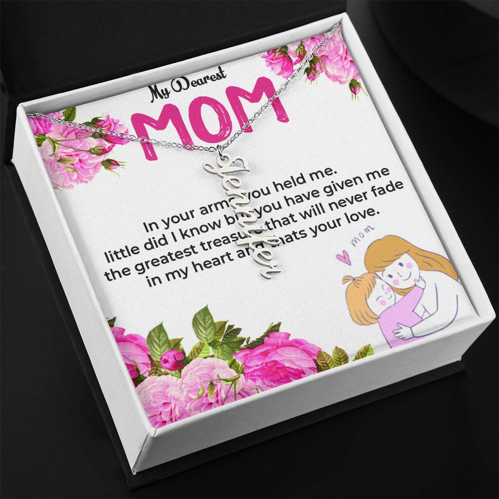 To My Dearest Mom | Vertical Style Name Necklace Gift | Gift For Mom