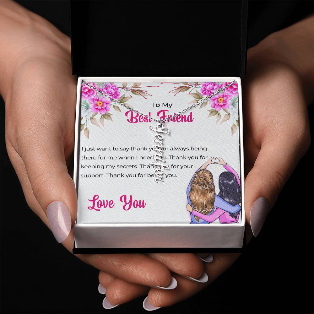 Vertical Name Necklace | To My Lifetime Best Friend - Personalized Necklace | Friendship Necklace