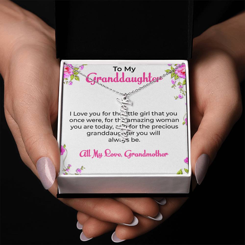 To My Special Granddaughter Necklace | Vertical Style Name Necklace Gift from Grandma