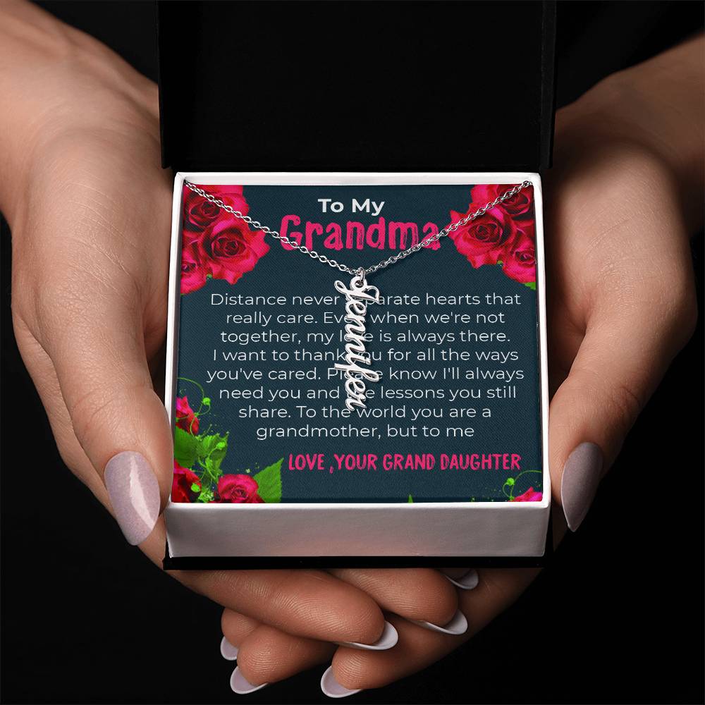 To My Grandma | Elegant Vertical Name Necklace Gift from Granddaughter | Gift for Grandma