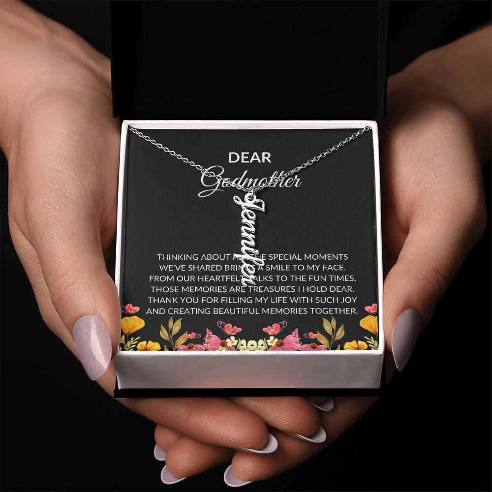 Vertical Name Necklace for Dear Godmother | A Unique Way to Express Your Love | Godmother Gift