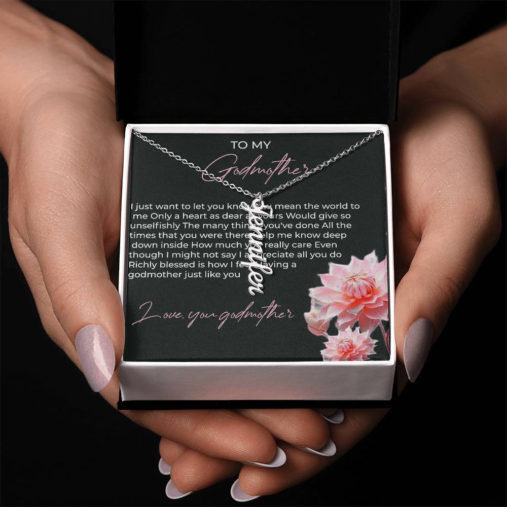 Vertical Name Necklace for Godmother | A Meaningful Gift to Celebrate Godmother Bond | Godmother Gift