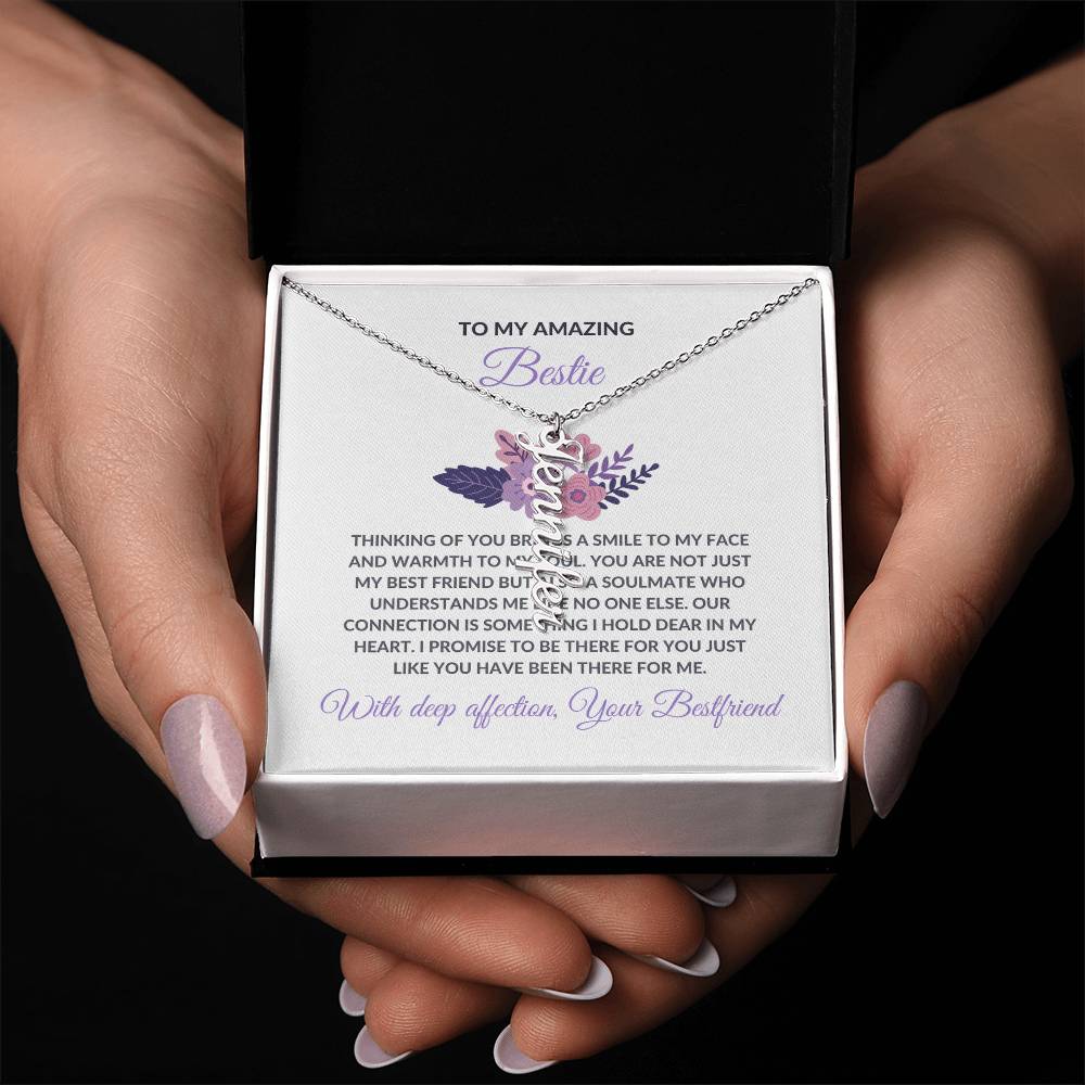 Vertical Name Necklace | To My Amazing Best Friend - Personalized Necklace | Friendship Necklace
