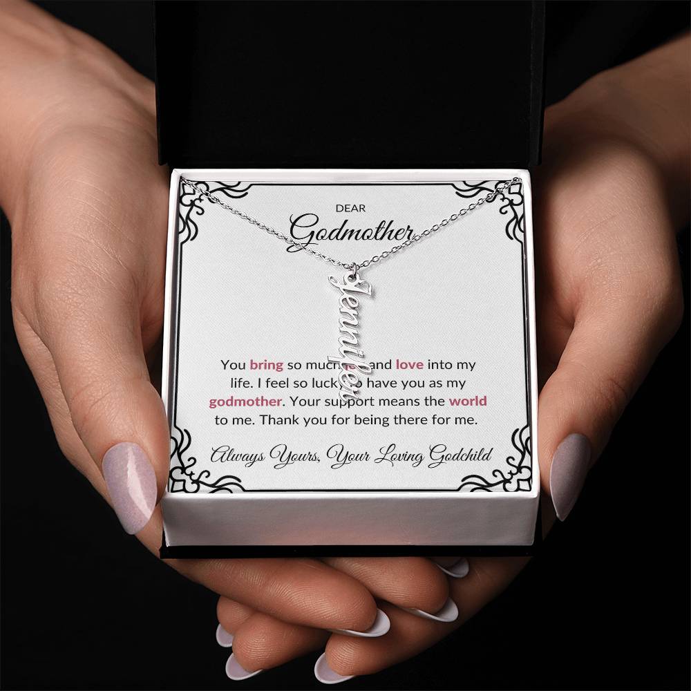 Vertical Name Necklace for Lovely Godmother | A Heartfelt Keepsake to Cherish | Godmother Gift