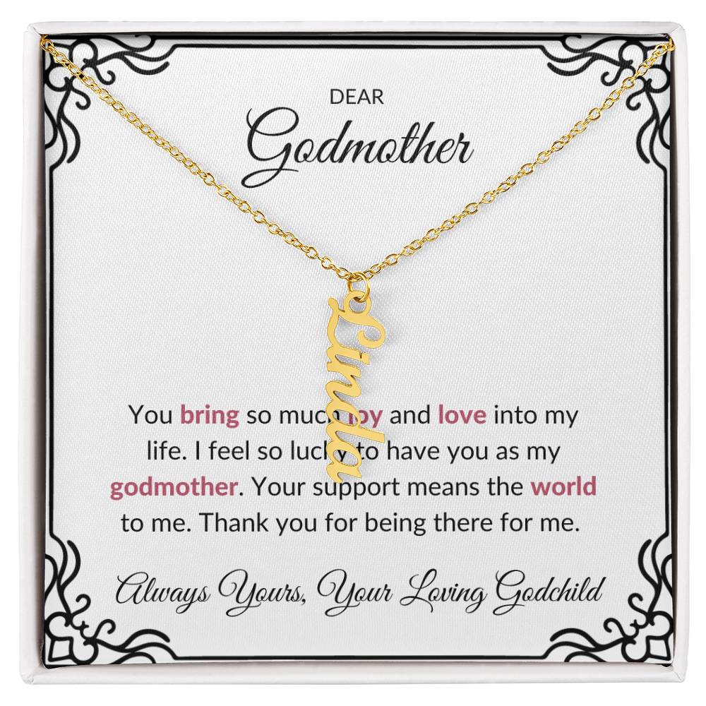 Vertical Name Necklace for Lovely Godmother | A Heartfelt Keepsake to Cherish | Godmother Gift