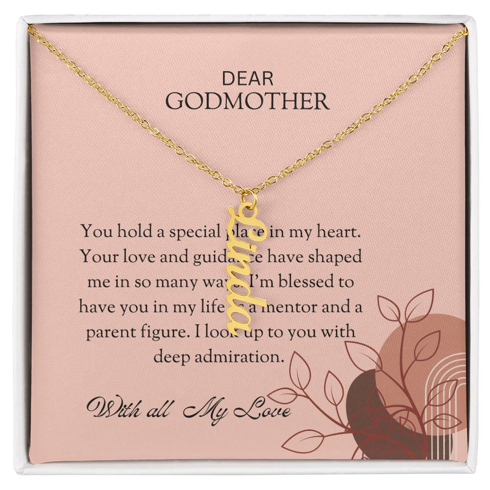 Vertical Name Necklace for Special Godmother | A Personalized Treasure of Affection | Godmother Gift
