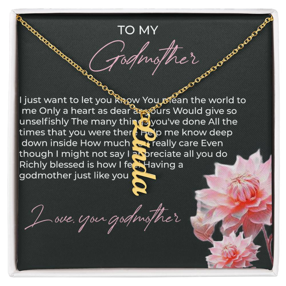 Vertical Name Necklace for Godmother | A Meaningful Gift to Celebrate Godmother Bond | Godmother Gift