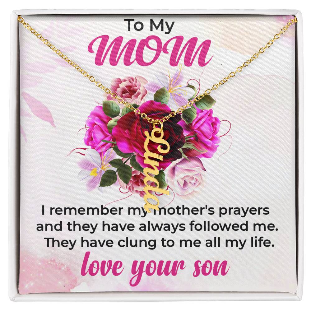 To My Mom | Vertical Name Necklace Gift from Son