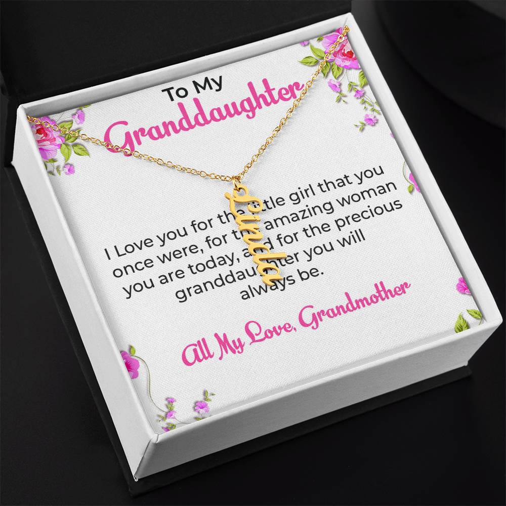 To My Special Granddaughter Necklace | Vertical Style Name Necklace Gift from Grandma