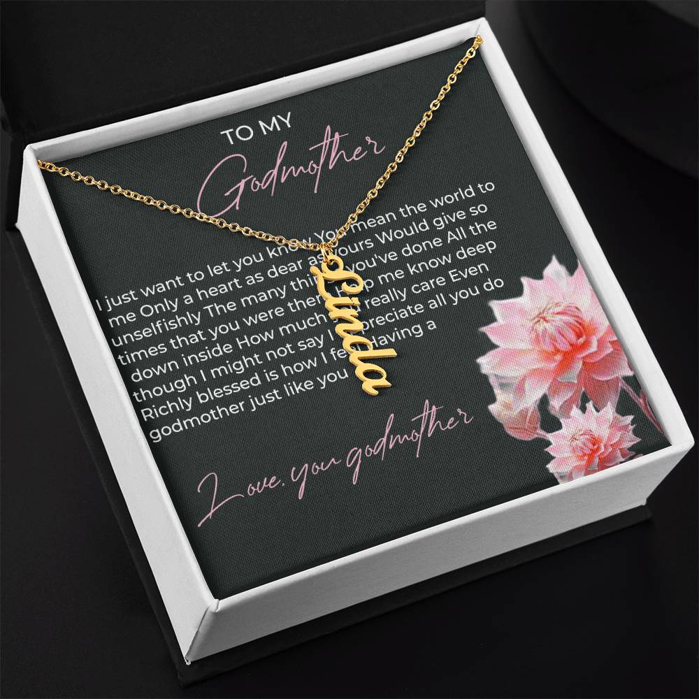 Vertical Name Necklace for Godmother | A Meaningful Gift to Celebrate Godmother Bond | Godmother Gift