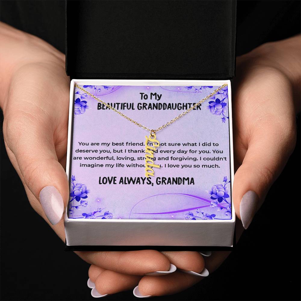 To My Wonderful Granddaughter Necklace | Vertical Style Name Necklace Gift from Grandma