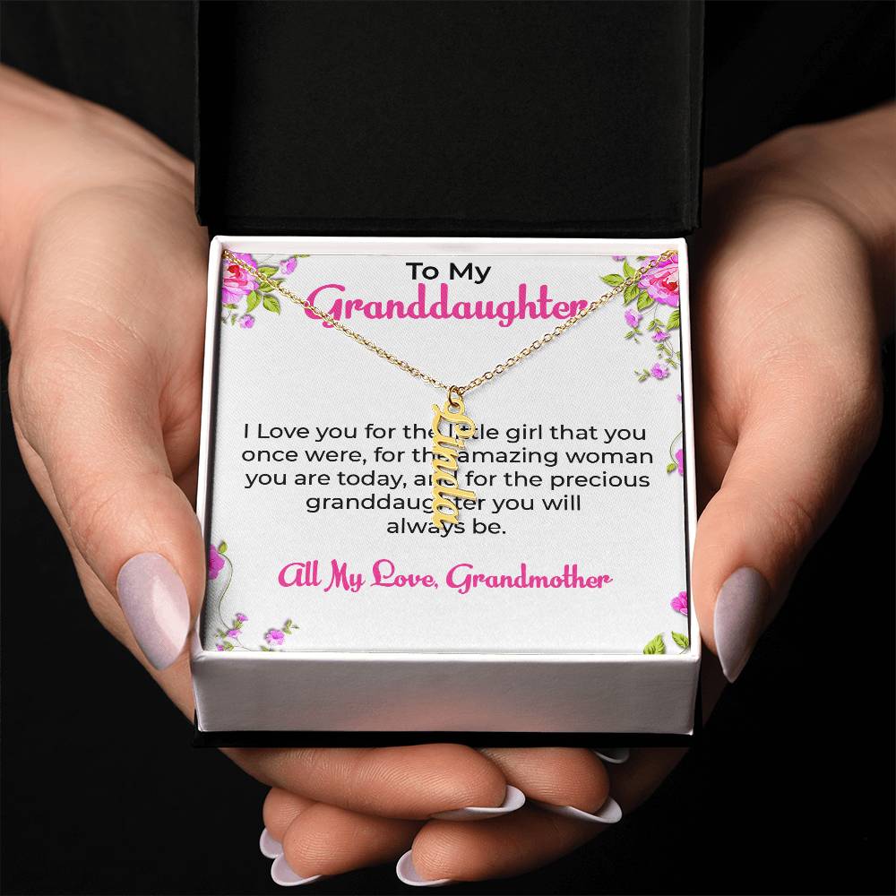 To My Special Granddaughter Necklace | Vertical Style Name Necklace Gift from Grandma