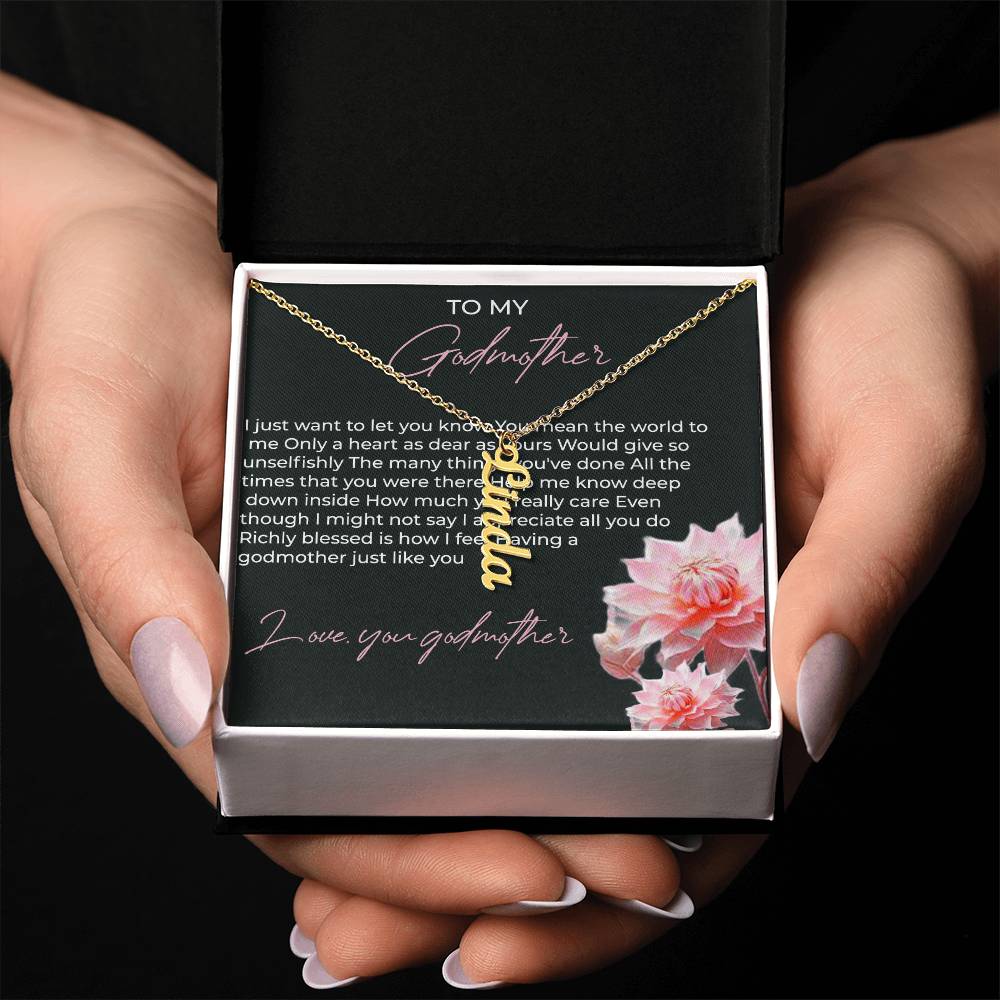 Vertical Name Necklace for Godmother | A Meaningful Gift to Celebrate Godmother Bond | Godmother Gift
