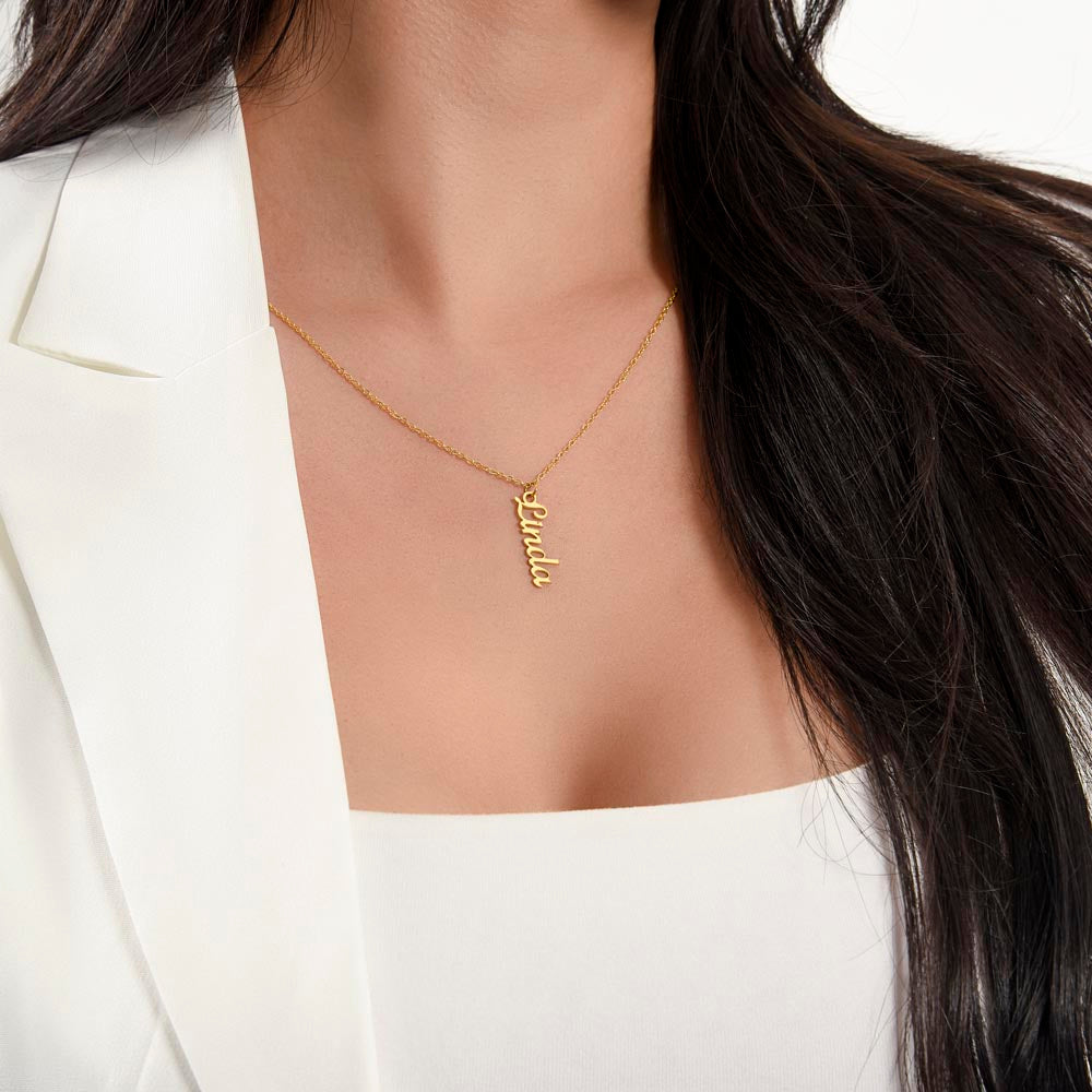 Vertical Name Necklace | To My Bestie Thank You - Personalized Necklace | Friendship Necklace