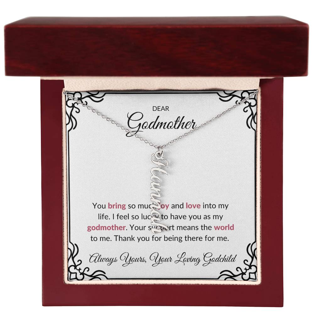Vertical Name Necklace for Lovely Godmother | A Heartfelt Keepsake to Cherish | Godmother Gift