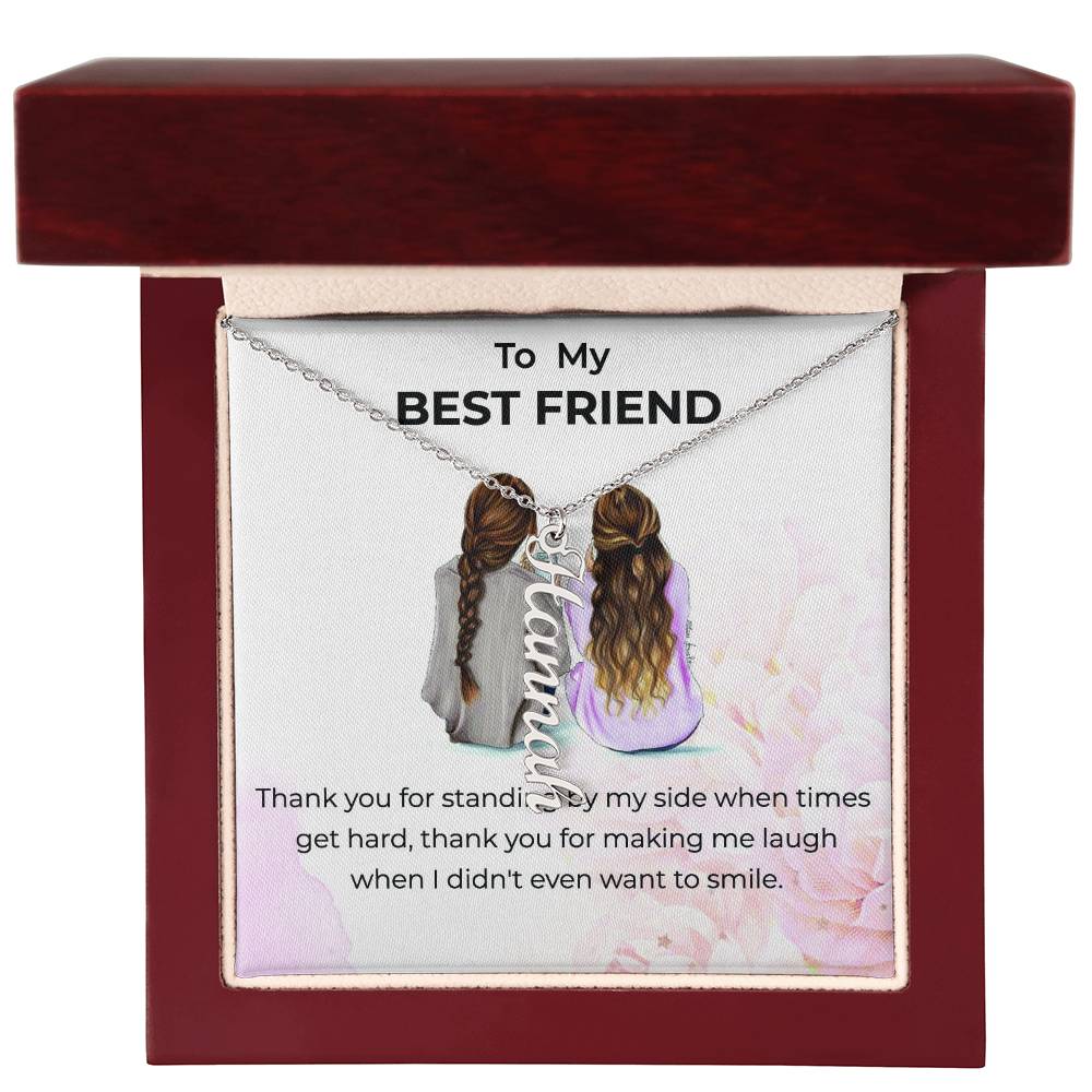 Vertical Name Necklace | To My Bestie Thank You - Personalized Necklace | Friendship Necklace