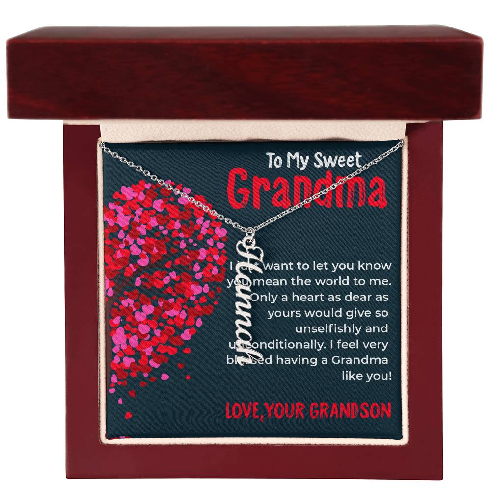To My Sweet Grandma | Timeless Vertical Name Necklace Gift from Grandson | Gift for Grandma