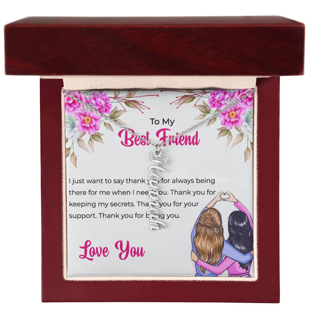 Vertical Name Necklace | To My Lifetime Best Friend - Personalized Necklace | Friendship Necklace