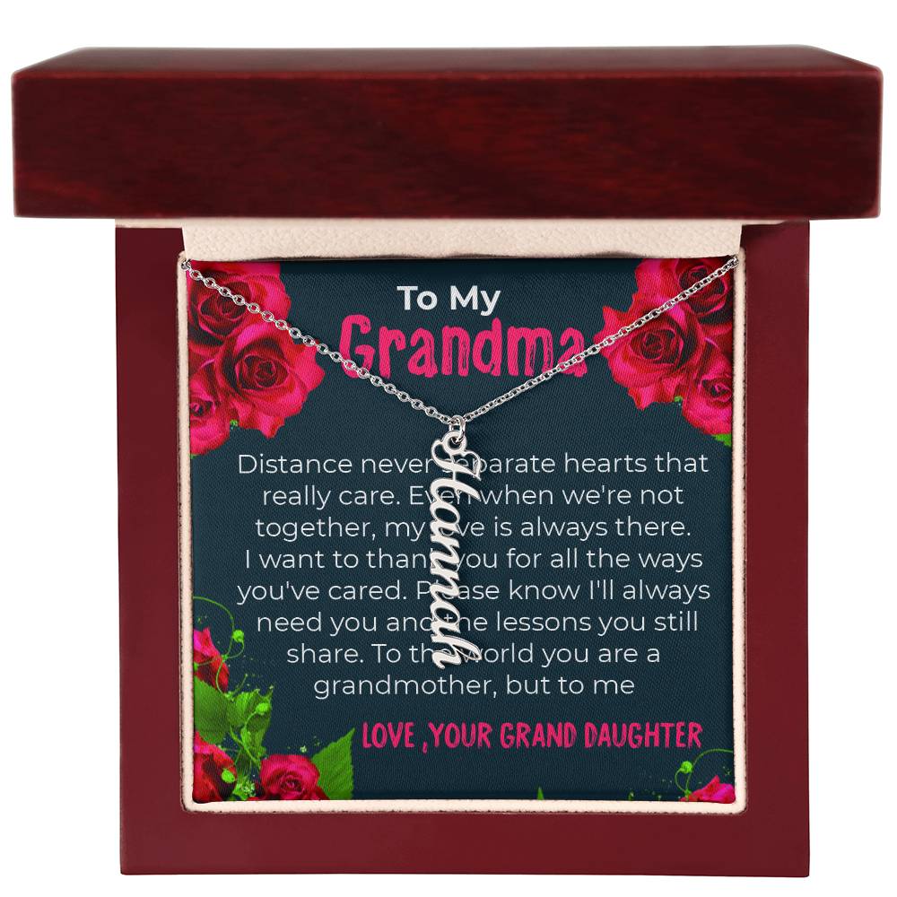 To My Grandma | Elegant Vertical Name Necklace Gift from Granddaughter | Gift for Grandma