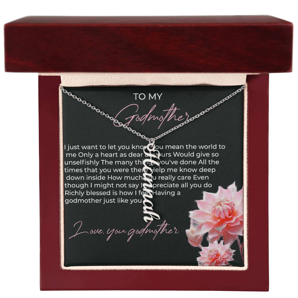 Vertical Name Necklace for Godmother | A Meaningful Gift to Celebrate Godmother Bond | Godmother Gift