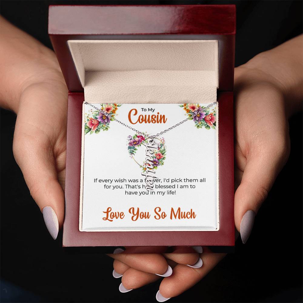 Custom Name Necklace | Cousin Necklace | To My Cousin My Best Friend - Vertical Name Necklace | Cousin Friendship Necklace