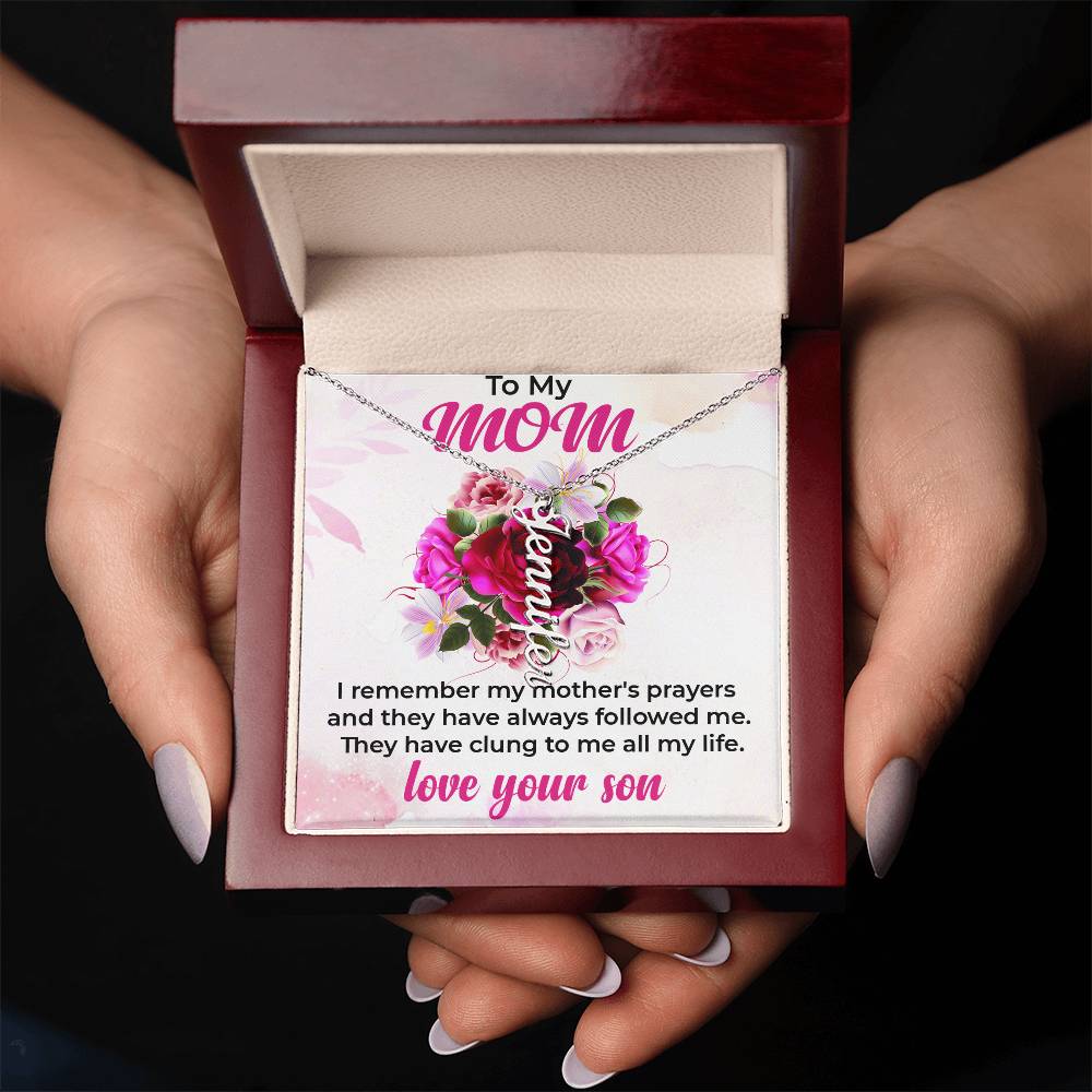 To My Mom | Vertical Name Necklace Gift from Son