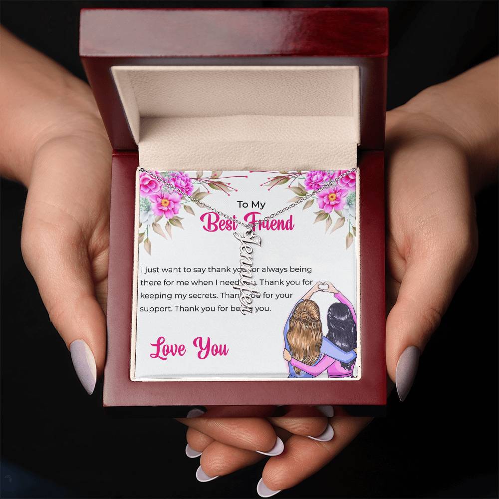 Vertical Name Necklace | To My Lifetime Best Friend - Personalized Necklace | Friendship Necklace