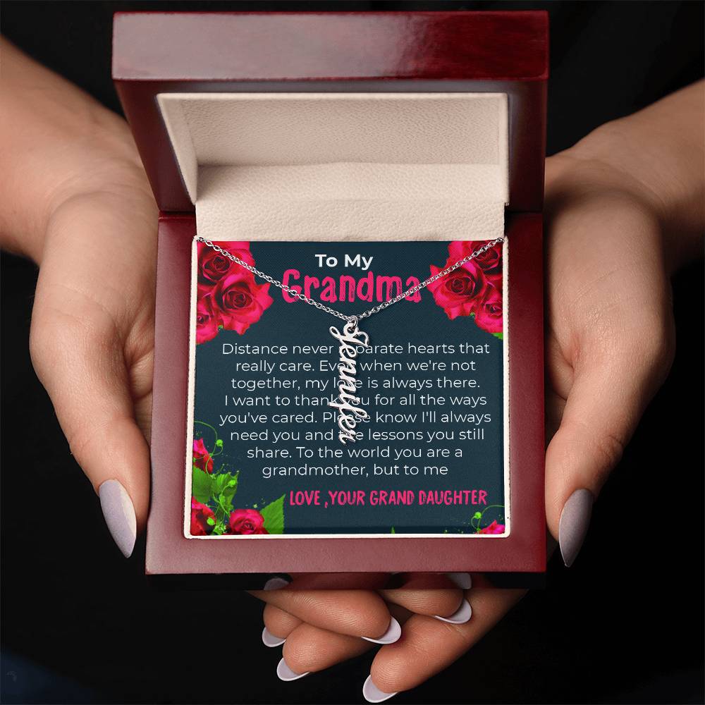 To My Grandma | Elegant Vertical Name Necklace Gift from Granddaughter | Gift for Grandma