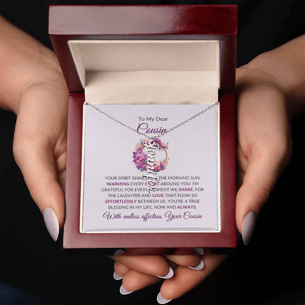 Custom Name Necklace | Cousin Necklace | To My Dear Cousin - Vertical Name Necklace | Cousin Friendship Necklace