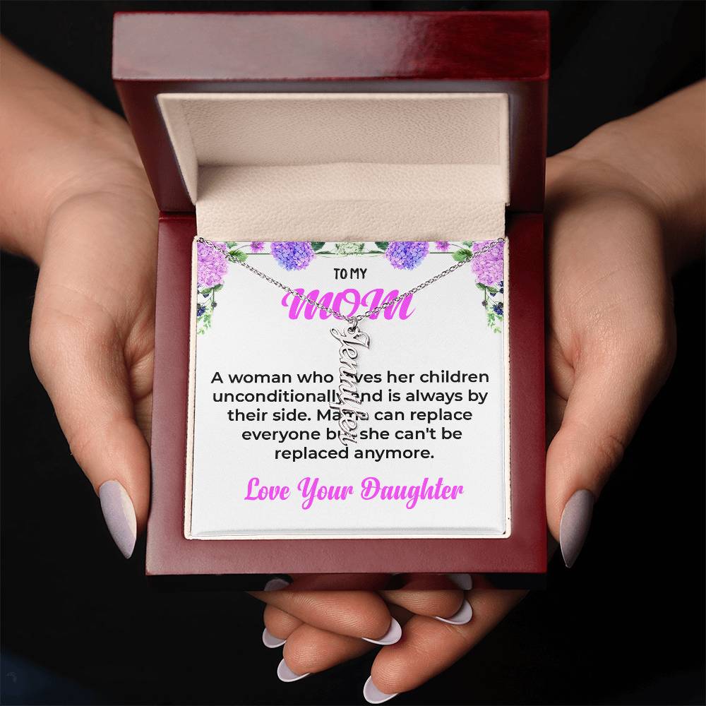 To My Mom | Vertical Name Necklace | Mother-Daughter Bond Necklace Gift from Daughter