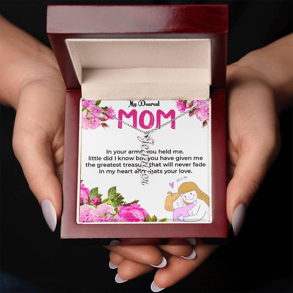 To My Dearest Mom | Vertical Style Name Necklace Gift | Gift For Mom