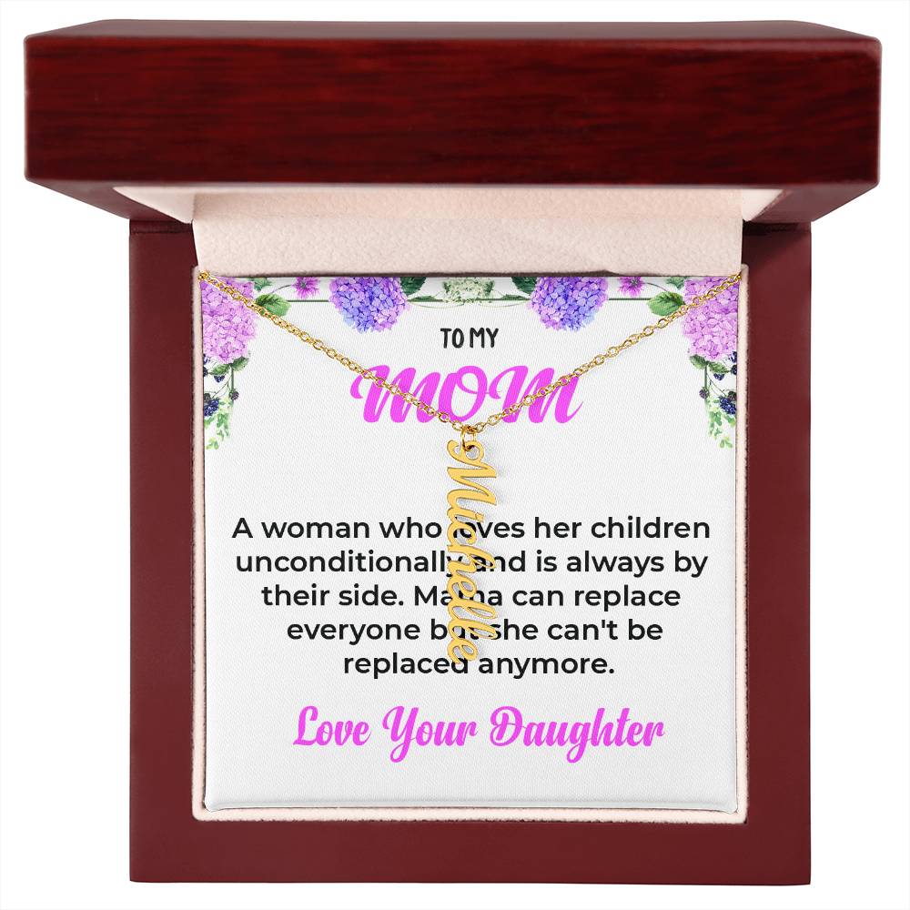 To My Mom | Vertical Name Necklace | Mother-Daughter Bond Necklace Gift from Daughter