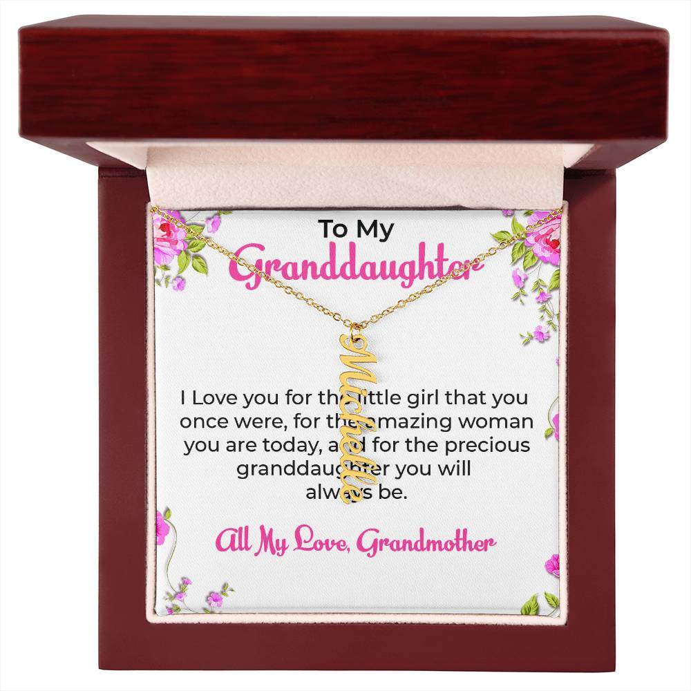 To My Special Granddaughter Necklace | Vertical Style Name Necklace Gift from Grandma