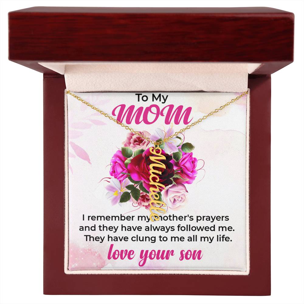 To My Mom | Vertical Name Necklace Gift from Son