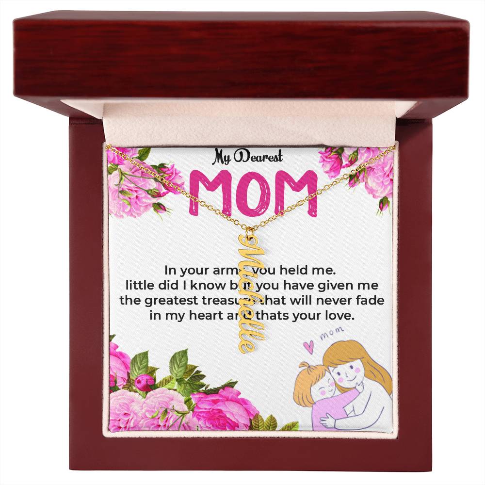 To My Dearest Mom | Vertical Style Name Necklace Gift | Gift For Mom