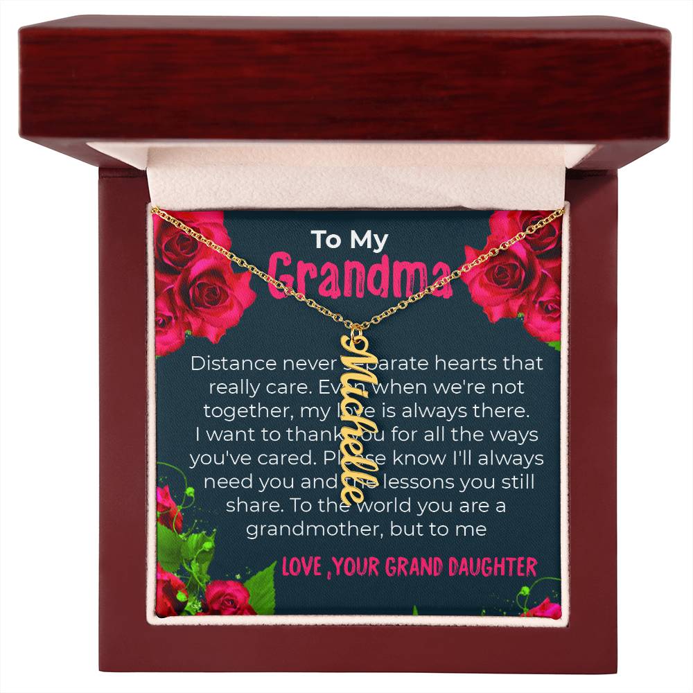 To My Grandma | Elegant Vertical Name Necklace Gift from Granddaughter | Gift for Grandma