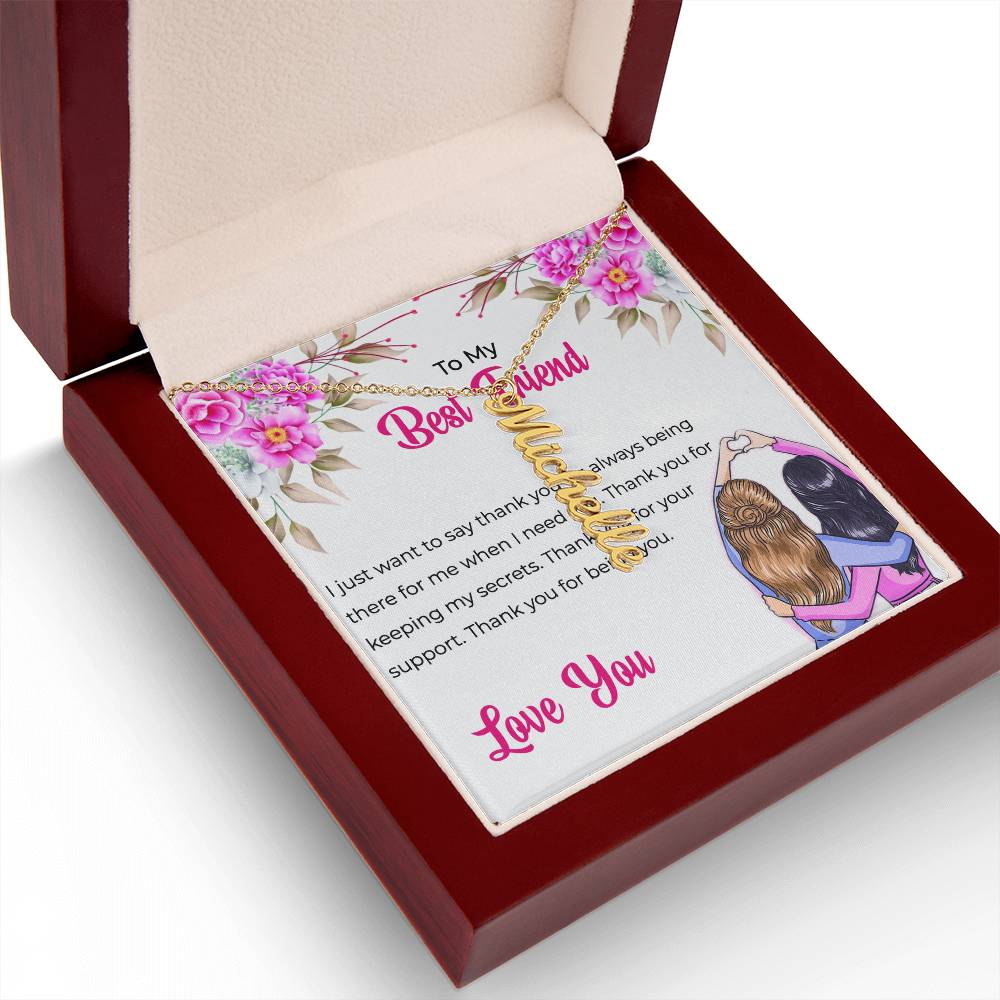 Vertical Name Necklace | To My Lifetime Best Friend - Personalized Necklace | Friendship Necklace