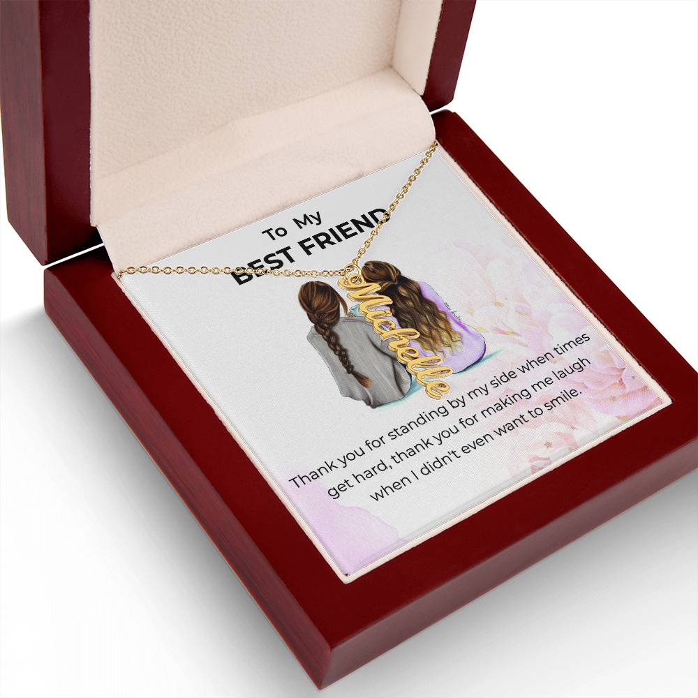 Vertical Name Necklace | To My Bestie Thank You - Personalized Necklace | Friendship Necklace