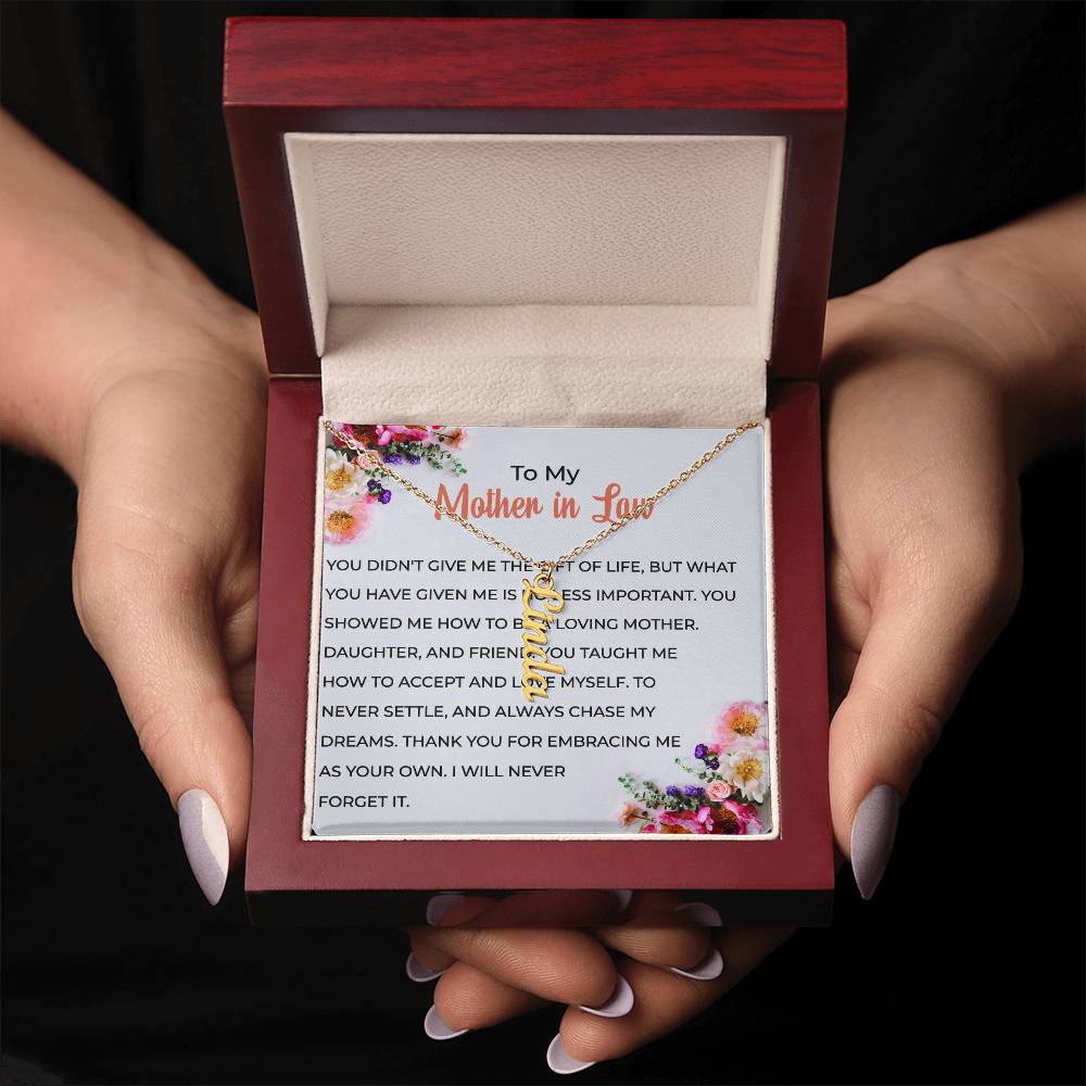 To My Cherished Mother-in-Law | Vertical Shaped Custom Name Necklace