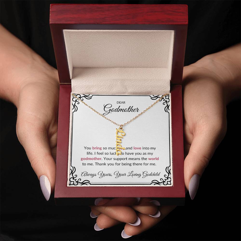Vertical Name Necklace for Lovely Godmother | A Heartfelt Keepsake to Cherish | Godmother Gift