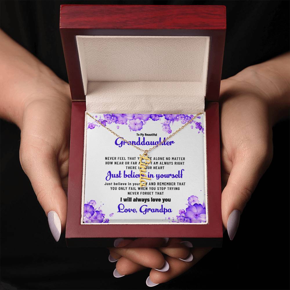 To My Lovely Granddaughter Necklace | Vertical Style Name Necklace Gift from Grandpa