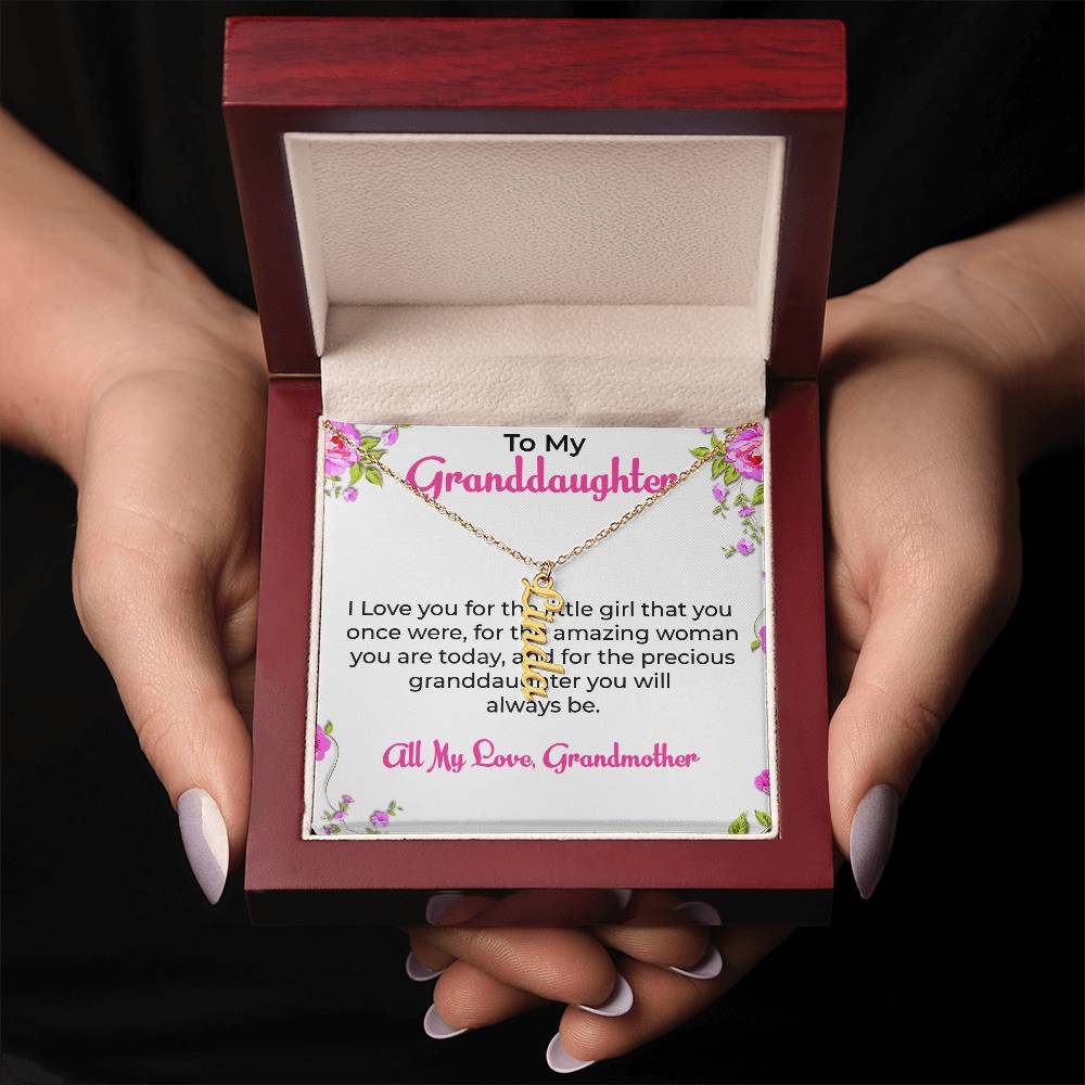 To My Special Granddaughter Necklace | Vertical Style Name Necklace Gift from Grandma