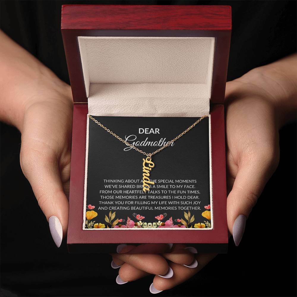 Vertical Name Necklace for Dear Godmother | A Unique Way to Express Your Love | Godmother Gift