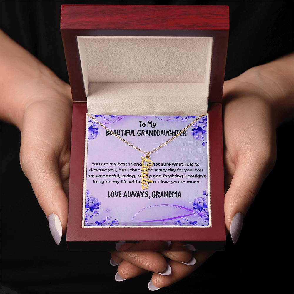 To My Wonderful Granddaughter Necklace | Vertical Style Name Necklace Gift from Grandma