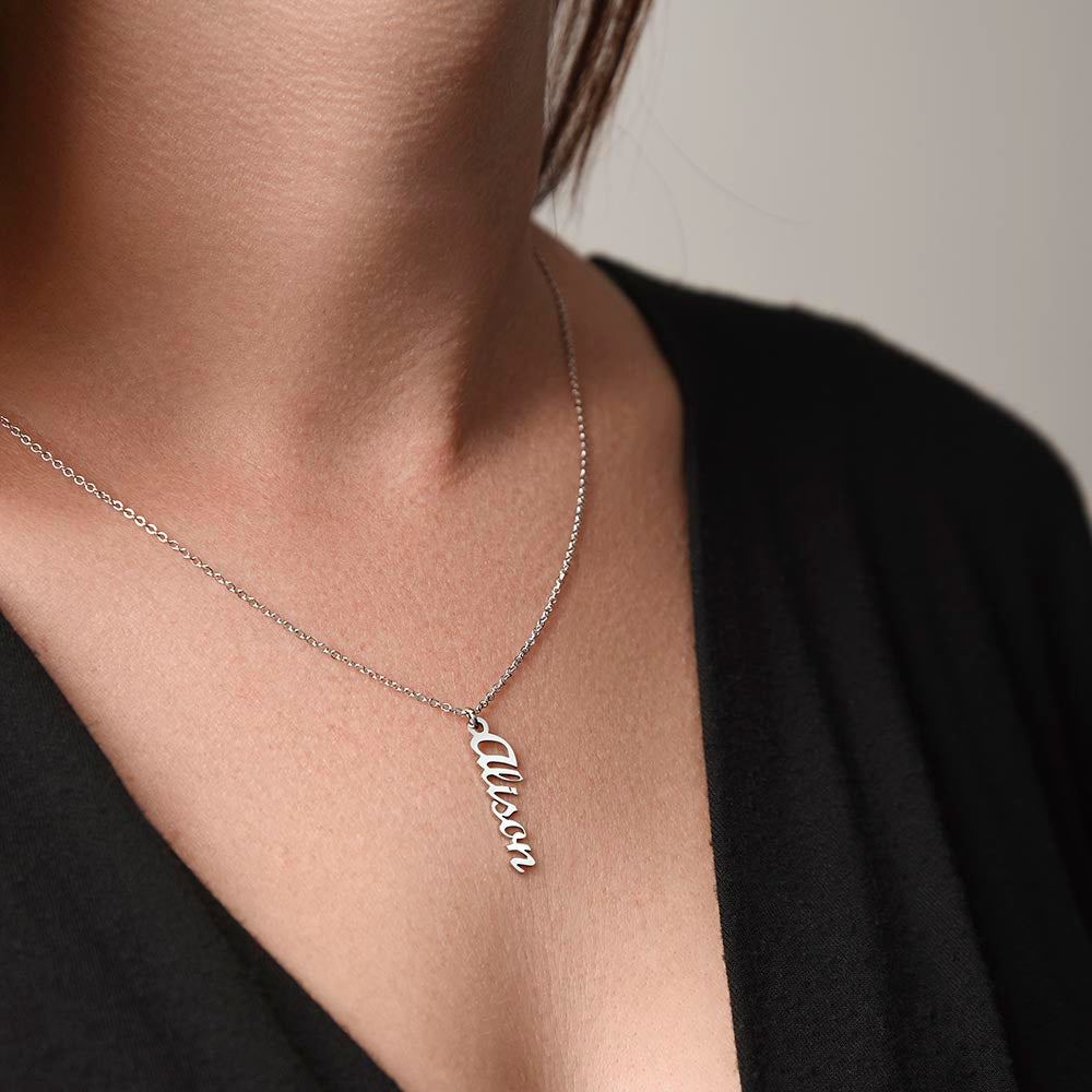 Vertical Name Pendant | Custom Name Necklace | Gift for Sister