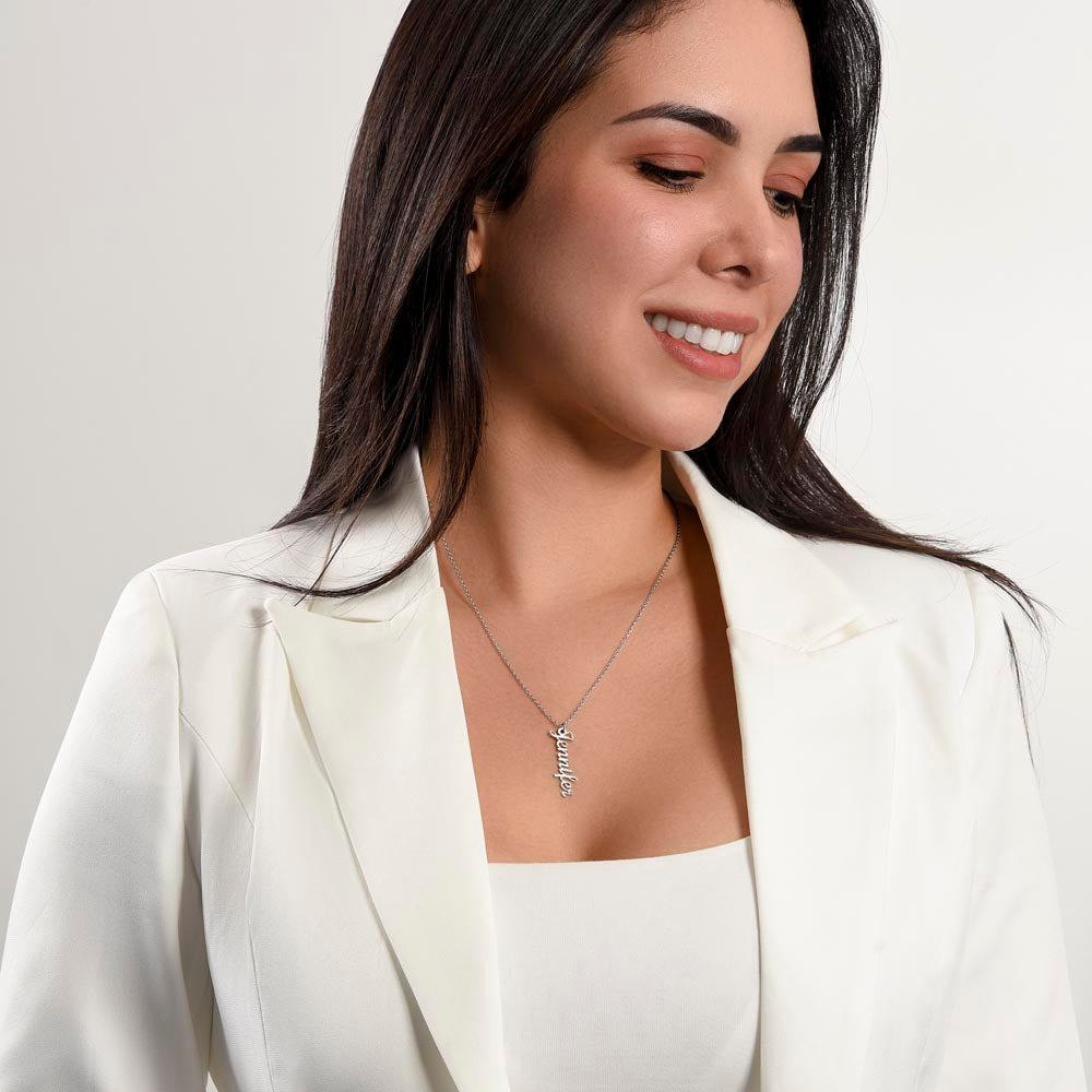 To My Beautiful Mom | Sleek Vertical Custom Name Necklace for Daily Wear