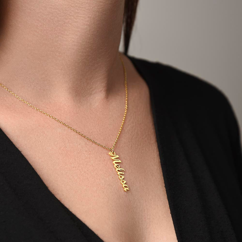 To My Beautiful Mom | Sleek Vertical Custom Name Necklace for Daily Wear