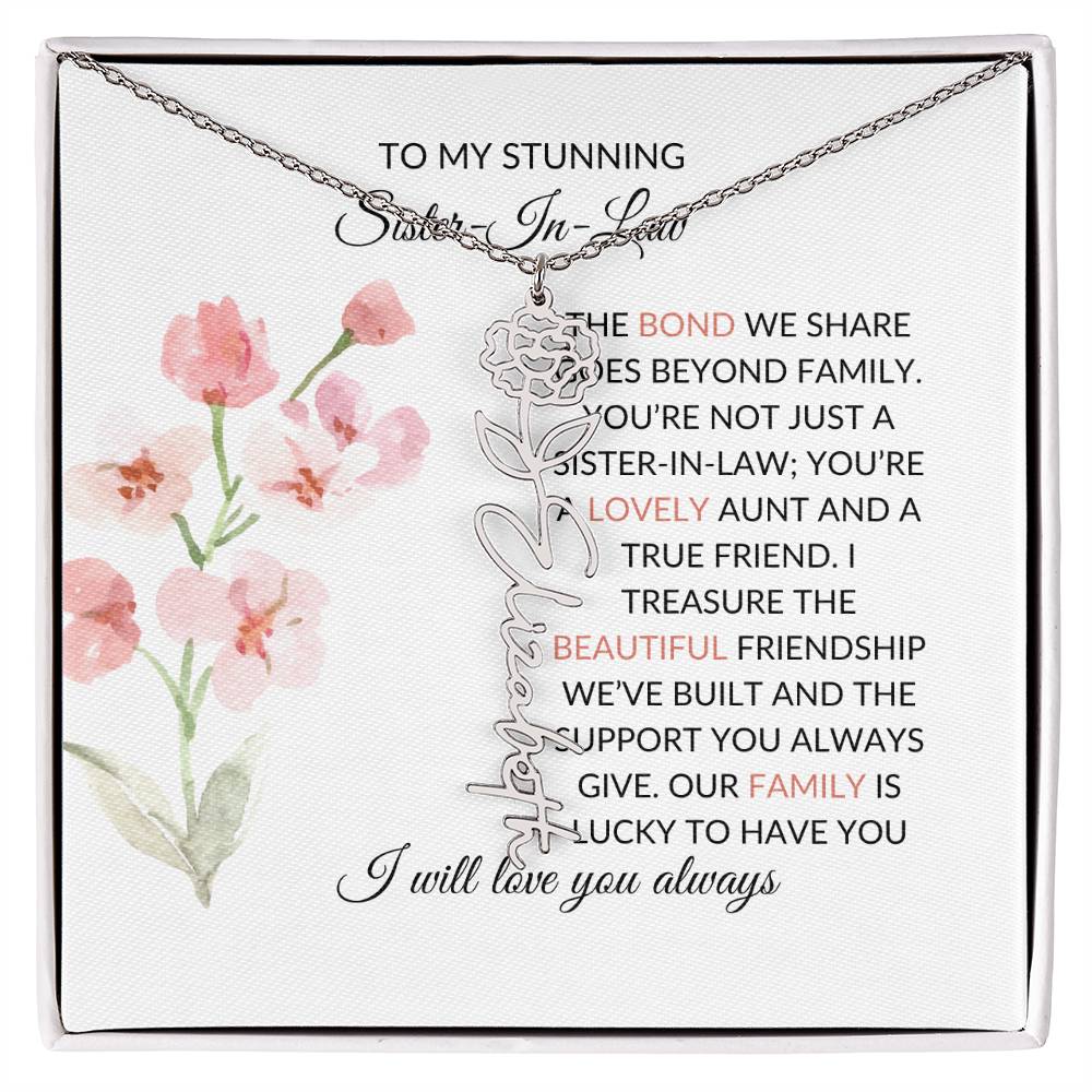 To My Stunning Sister-in-law Flower Name Necklace | Personalized Necklace | Sister-in-Law Gift