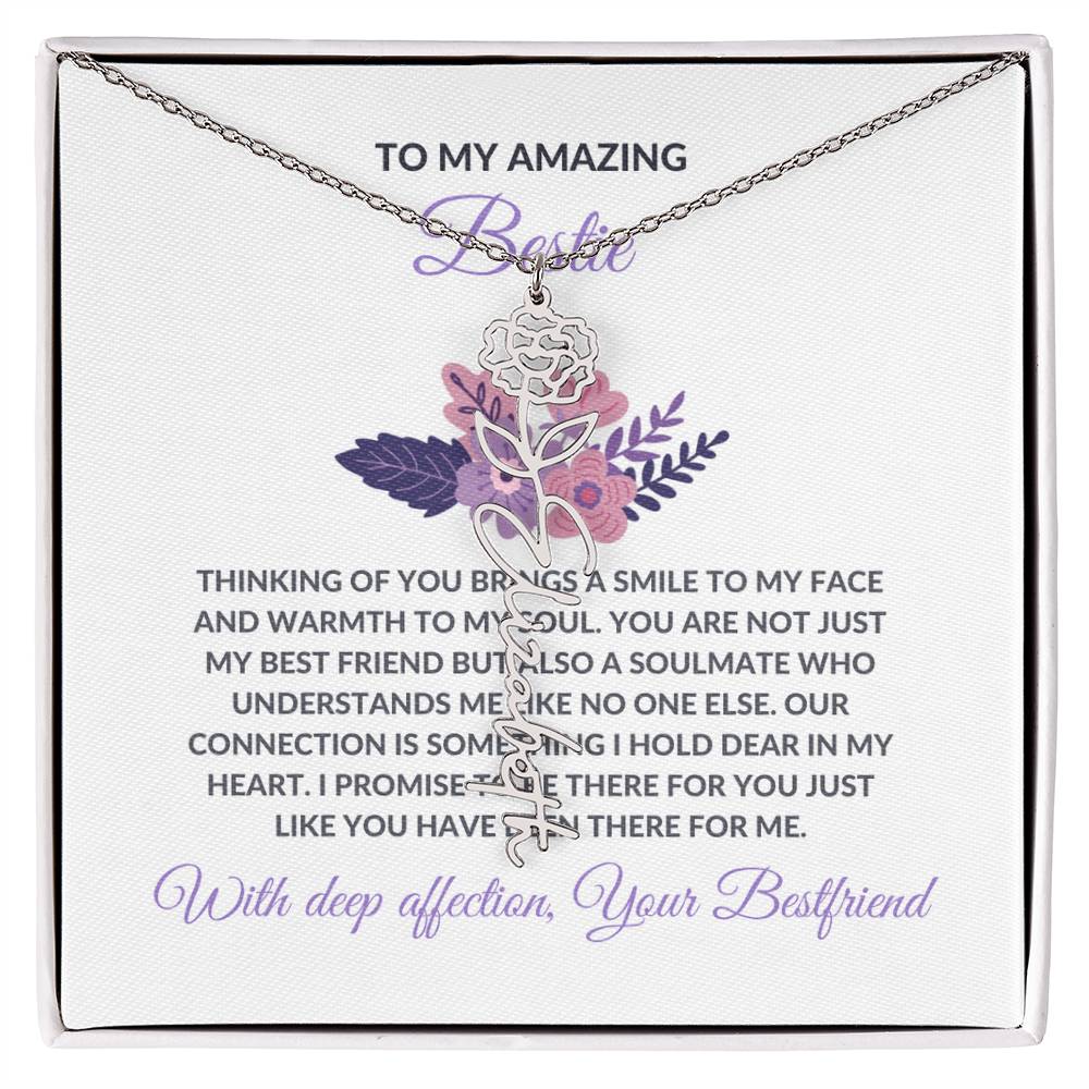 Flower Name Necklace | To My Amazing Best Friend - Personalized Name Necklace | Friendship Necklace